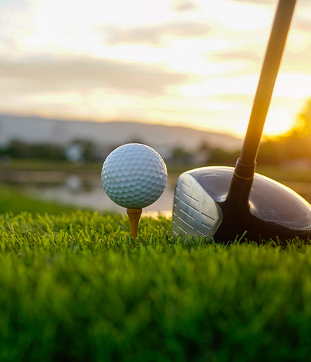 Gold Ball and Driver ready to tee off